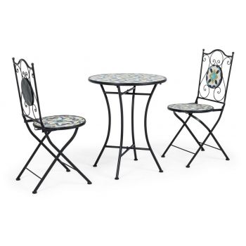 Set masa si 2 scaune pentru gradina Positano, Bizzotto, otel/ceramica