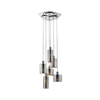Lampa suspendata eleganta argintie CHARLOTTE S6 din metal 6x26W E27