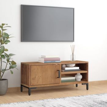 vidaXL Comodă TV, maro, 90x30x40 cm, lemn de pin masiv reciclat