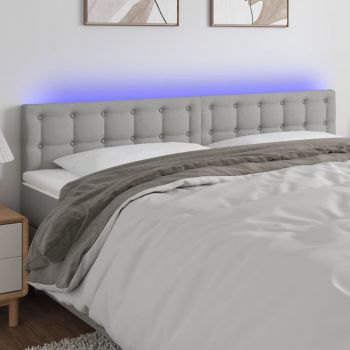 vidaXL Tăblie de pat cu LED, gri deschis, 200x5x78/88 cm, textil