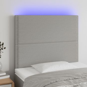 vidaXL Tăblie de pat cu LED, gri deschis, 90x5x118/128 cm, textil