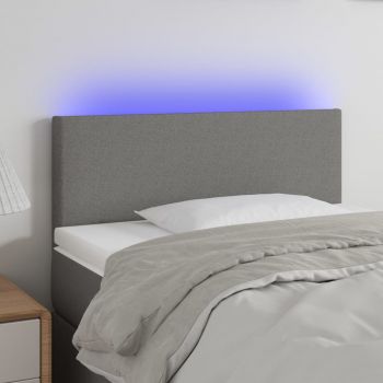 vidaXL Tăblie de pat cu LED, gri închis, 100x5x78/88 cm, textil