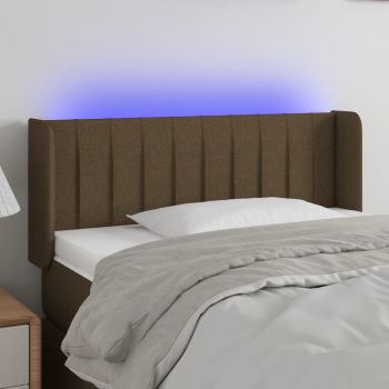 vidaXL Tăblie de pat cu LED, maro închis, 103x16x78/88 cm, textil