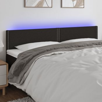 vidaXL Tăblie de pat cu LED, negru, 180x5x78/88 cm, textil