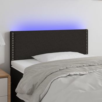 vidaXL Tăblie de pat cu LED, negru, 80x5x78/88 cm, textil