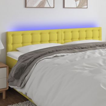 vidaXL Tăblie de pat cu LED, verde, 200x5x78/88 cm, textil