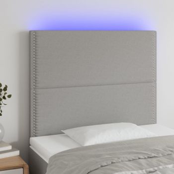 vidaXL Tăblie de pat cu LED, gri deschis, 100x5x118/128 cm, textil