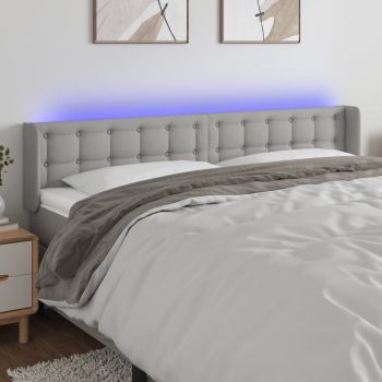 vidaXL Tăblie de pat cu LED, gri deschis, 203x16x78/88 cm, textil