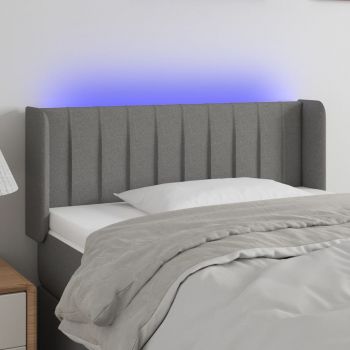 vidaXL Tăblie de pat cu LED, gri închis, 103x16x78/88 cm, textil