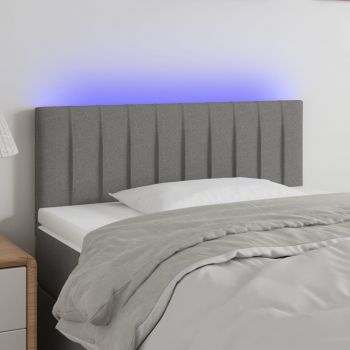 vidaXL Tăblie de pat cu LED, gri închis, 90x5x78/88 cm, textil