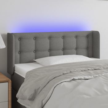 vidaXL Tăblie de pat cu LED, gri închis, 93x16x78/88 cm, textil