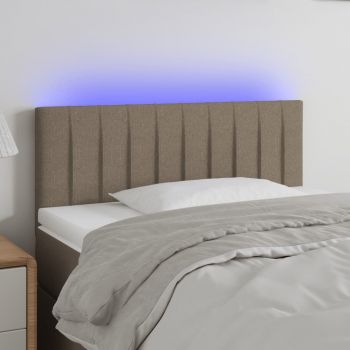 vidaXL Tăblie de pat cu LED, gri taupe, 100x5x78/88 cm, textil