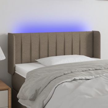 vidaXL Tăblie de pat cu LED, gri taupe, 103x16x78/88 cm, textil