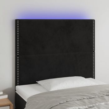 vidaXL Tăblie de pat cu LED, negru, 100x5x118/128 cm, catifea