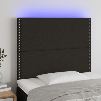 vidaXL Tăblie de pat cu LED, negru, 100x5x118/128 cm, textil