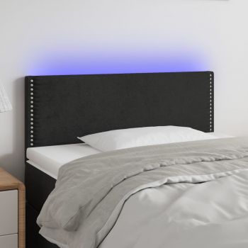 vidaXL Tăblie de pat cu LED, negru, 80x5x78/88 cm, catifea