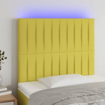 vidaXL Tăblie de pat cu LED, verde, 100x5x118/128 cm, textil