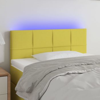 vidaXL Tăblie de pat cu LED, verde, 100x5x78/88 cm, textil