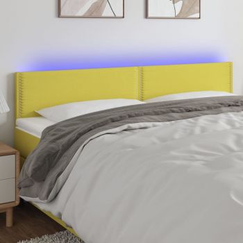 vidaXL Tăblie de pat cu LED, verde, 180x5x78/88 cm, textil