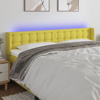 vidaXL Tăblie de pat cu LED, verde, 203x16x78/88 cm, textil