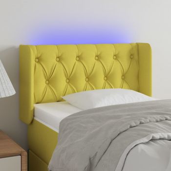 vidaXL Tăblie de pat cu LED, verde, 83x16x78/88 cm, textil