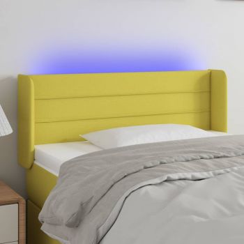 vidaXL Tăblie de pat cu LED, verde, 83x16x78/88 cm, textil