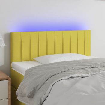 vidaXL Tăblie de pat cu LED, verde, 90x5x78/88 cm, textil