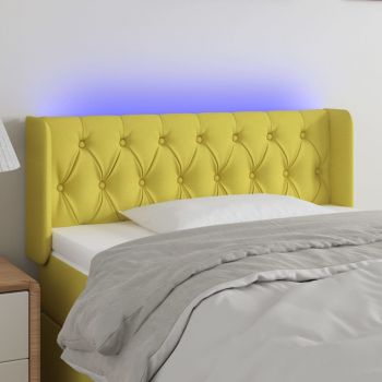 vidaXL Tăblie de pat cu LED, verde, 93x16x78/88 cm, textil