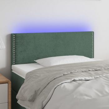 vidaXL Tăblie de pat cu LED, verde închis, 80x5x78/88 cm, catifea