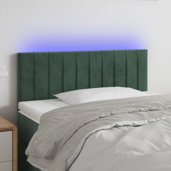vidaXL Tăblie de pat cu LED, verde închis, 90x5x78/88 cm, catifea