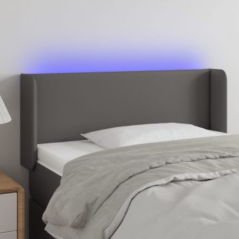 vidaXL Tăblie de pat cu LED, gri, 103x16x78/88 cm, piele ecologică