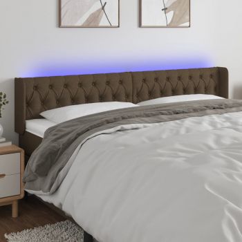 vidaXL Tăblie de pat cu LED, maro închis, 203x16x78/88 cm, textil