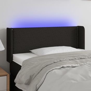 vidaXL Tăblie de pat cu LED, negru, 103x16x78/88 cm, textil
