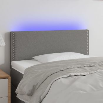 vidaXL Tăblie de pat cu LED, gri închis, 90x5x78/88 cm, textil