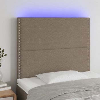 vidaXL Tăblie de pat cu LED, gri taupe, 100x5x118/128 cm, textil