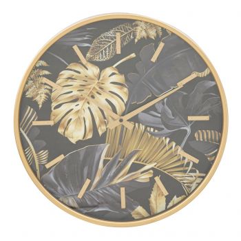 Ceas de perete Palm, Mauro Ferretti, 40 cm, fier, negru/auriu