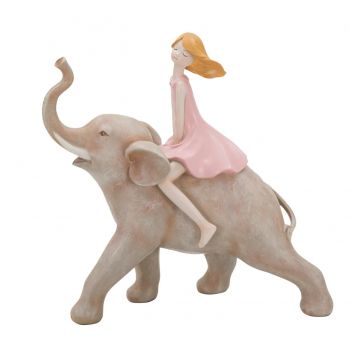 Decoratiune Dolly On Elephant, Mauro Ferretti, 22x10x21 cm, polirasina, roz