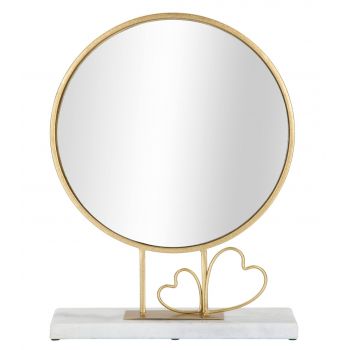Oglinda de masa Heart, Mauro Ferretti, 30x39.5 cm, fier/marmura, auriu ieftina