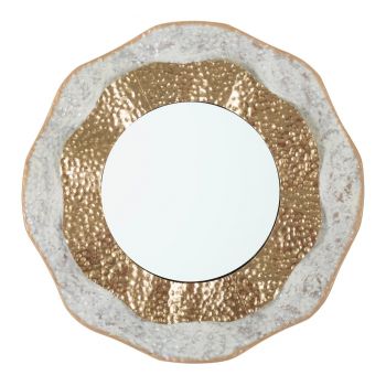 Oglinda decorativa Shai Light, Mauro Ferretti, 54.5 cm, fier, auriu ieftina