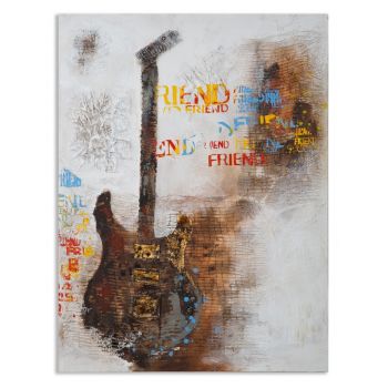 Tablou decorativ Guitar Art, Mauro Ferretti, 90x120 cm, pictat manual, canvas/lemn de pin