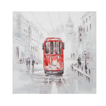Tablou decorativ Tram -A, Mauro Ferretti, 80x80 cm, canvas pictat manual, multicolor