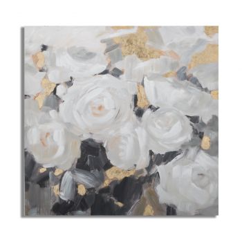 Tablou decorativ White Flower -B, Mauro Ferretti, 90x90 cm, canvas pictat manual ieftin