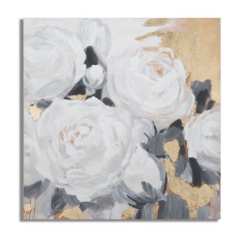 Tablou decorativ White Flowers - A, Mauro Ferretti, 90x90 cm, pictat manual, canvas/lemn de pin