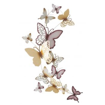 Decoratiune de perete Butterflies Bordeaux, Mauro Ferretti, 59.5x111.5 cm, fier, multicolor