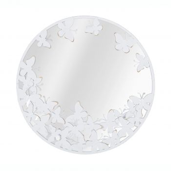 Oglinda de perete White Butterfly, Mauro Ferretti, 62.5x62.5 cm, fier, alb/auriu ieftina