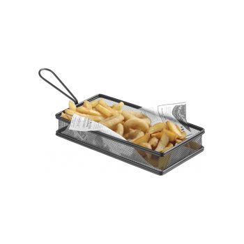 Cos servire tip mini-fry - pentru servire snacks - cartofi prajiti - inox - 255x135x(h)45 mm -