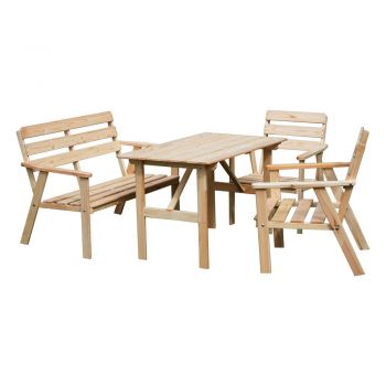 Set de dining pentru grădină din lemn de pin pentru 4 persoane Nordic - Rojaplast
