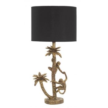 Lampa de masa Palm, Mauro Ferretti, 1 x E27, 40W, Ø 28x61 cm, negru/auriu ieftina
