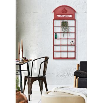 Raft de perete Telephone Box, Mauro Ferretti, 52x15x120 cm, fier, rosu