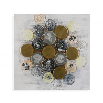 Tablou decorativ Coins Picture, Versa, 60x60 cm, canvas